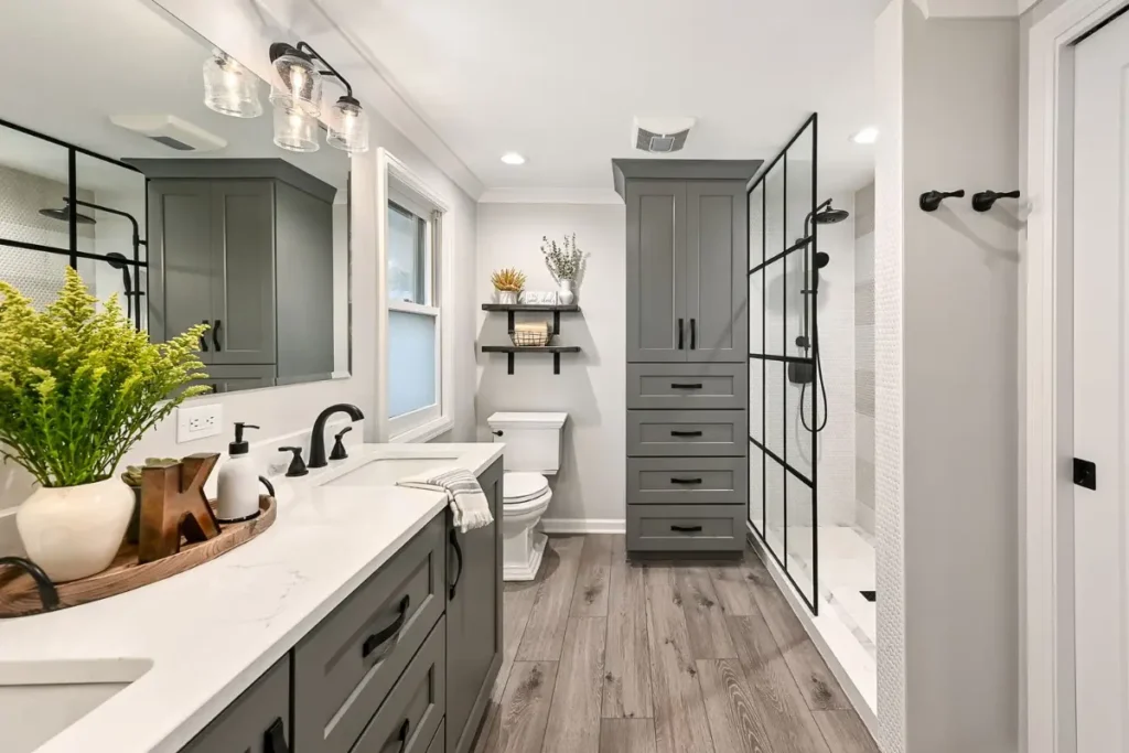 large bathroom remodel after servicing was finished